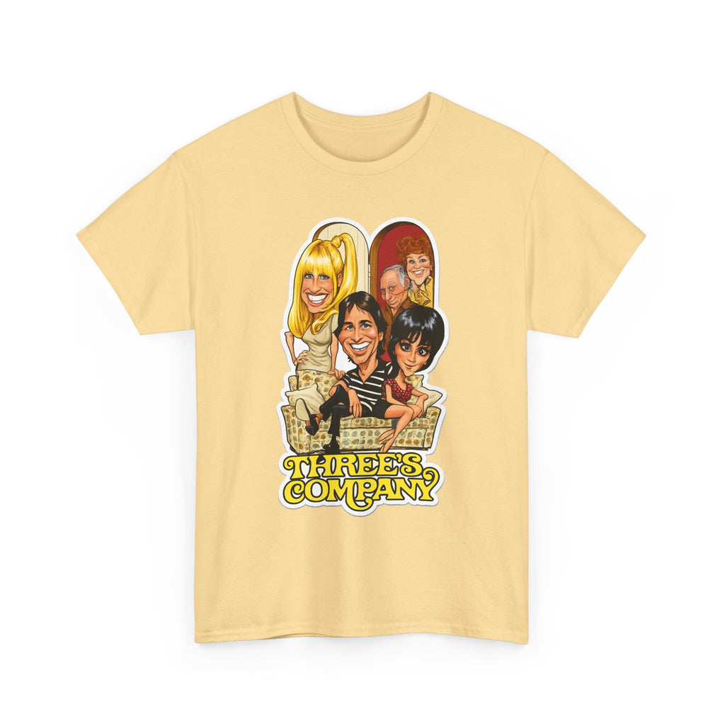 Three's Company Retro TV Tee — Vintage Sitcom Caricature T-Shirt