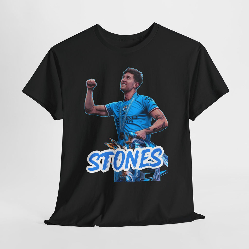 John Stones Manchester City Soccer Fan Tee — Blue Player Graphic T-Shirt