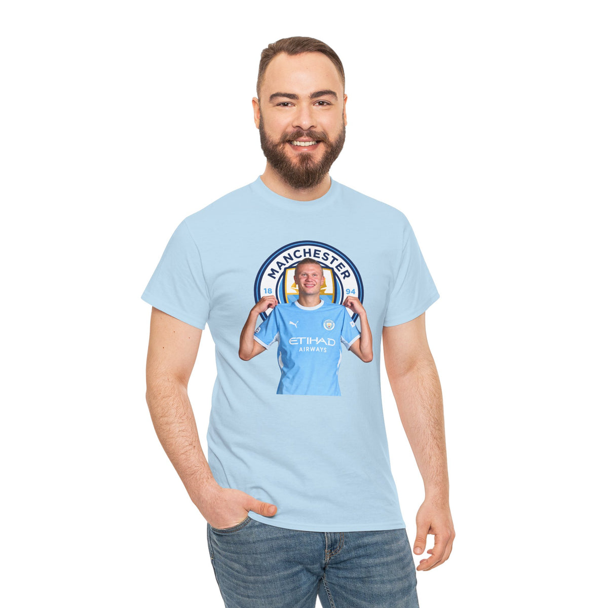 Manchester City Erling Haaland Inspired Cotton T-Shirt Tee — Player Celebratory Graphic T-Shirt