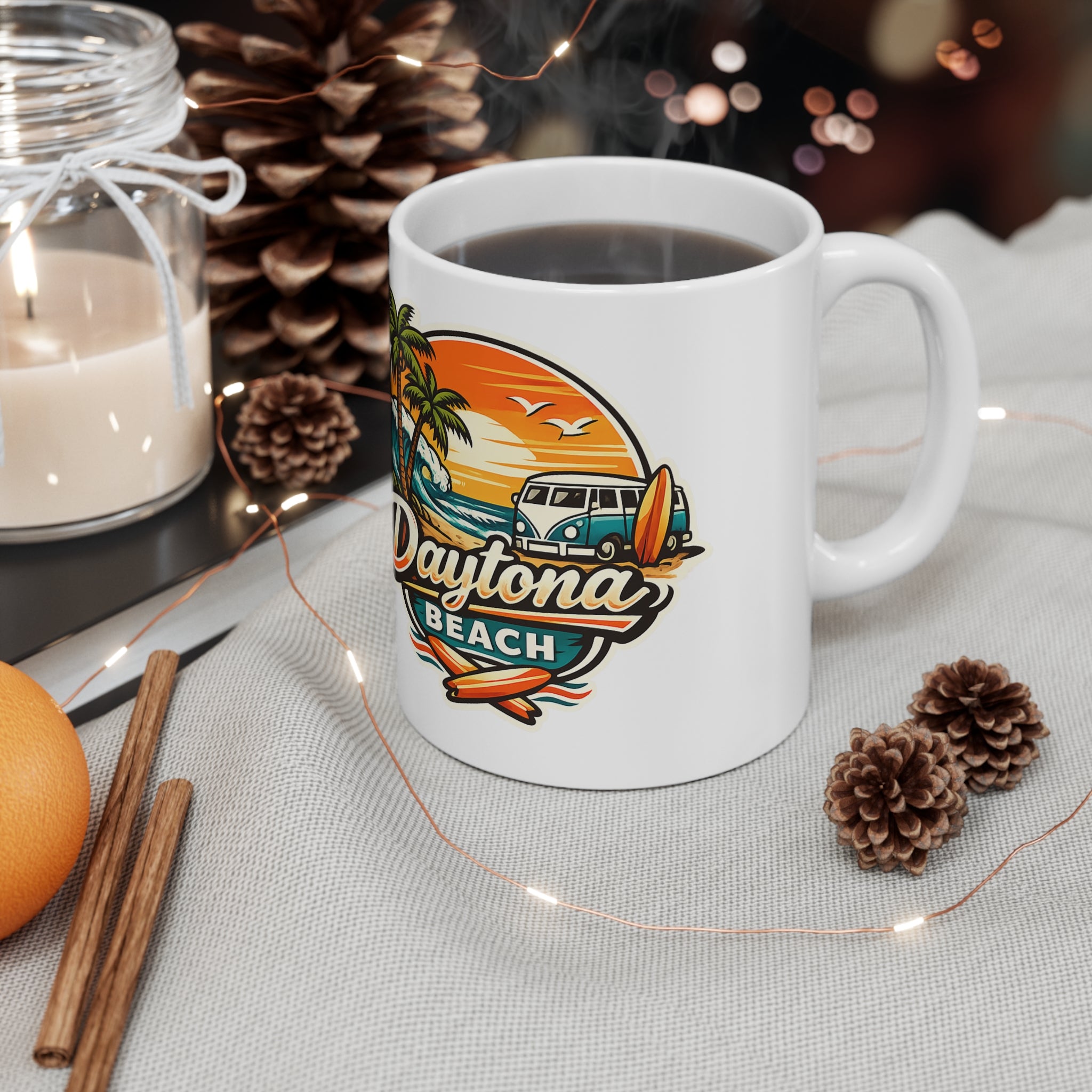 Daytona Beach Ceramic Coffee Cups, 11oz, 15oz