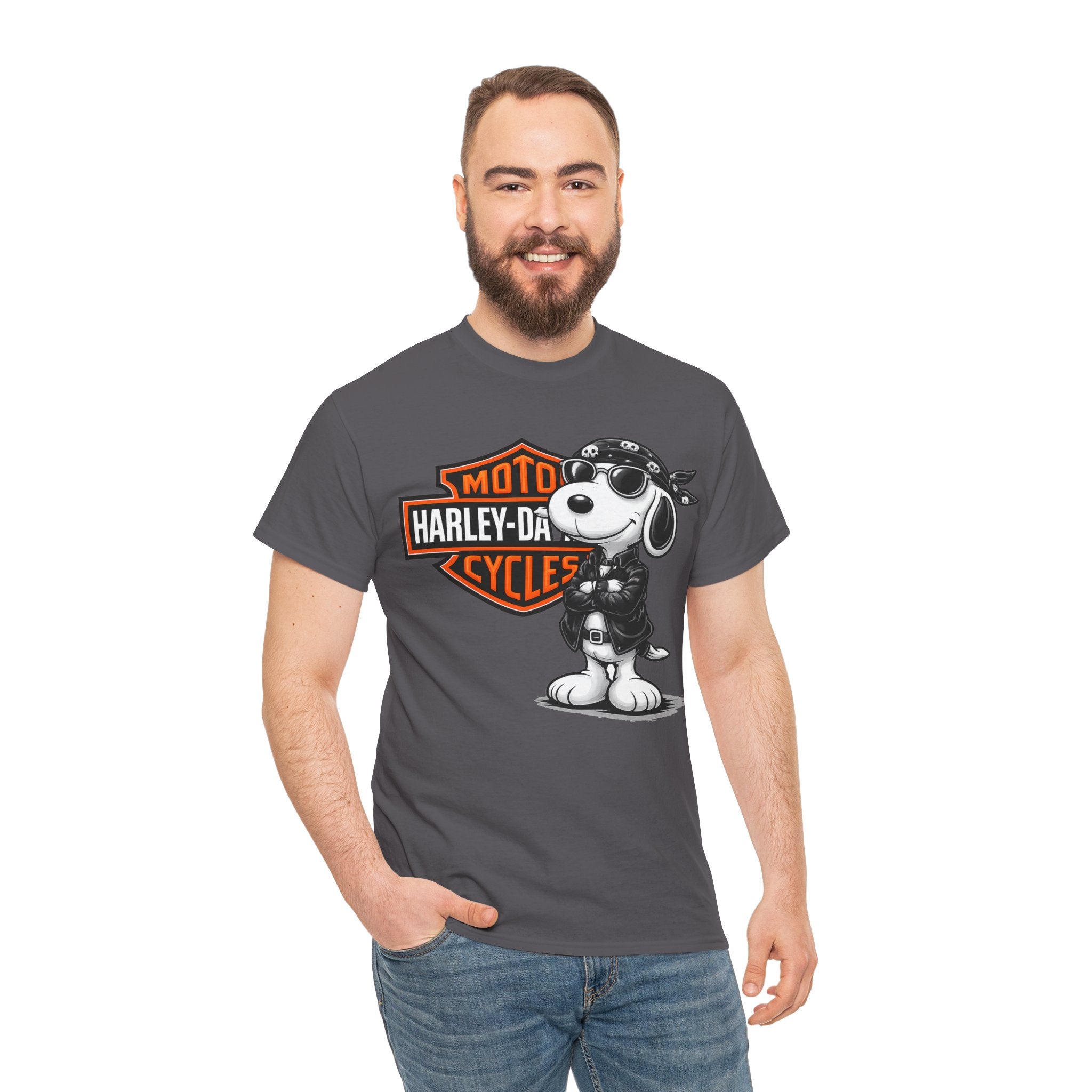 Harley-Style Snoopy Biker Cotton T-Shirt / Tee