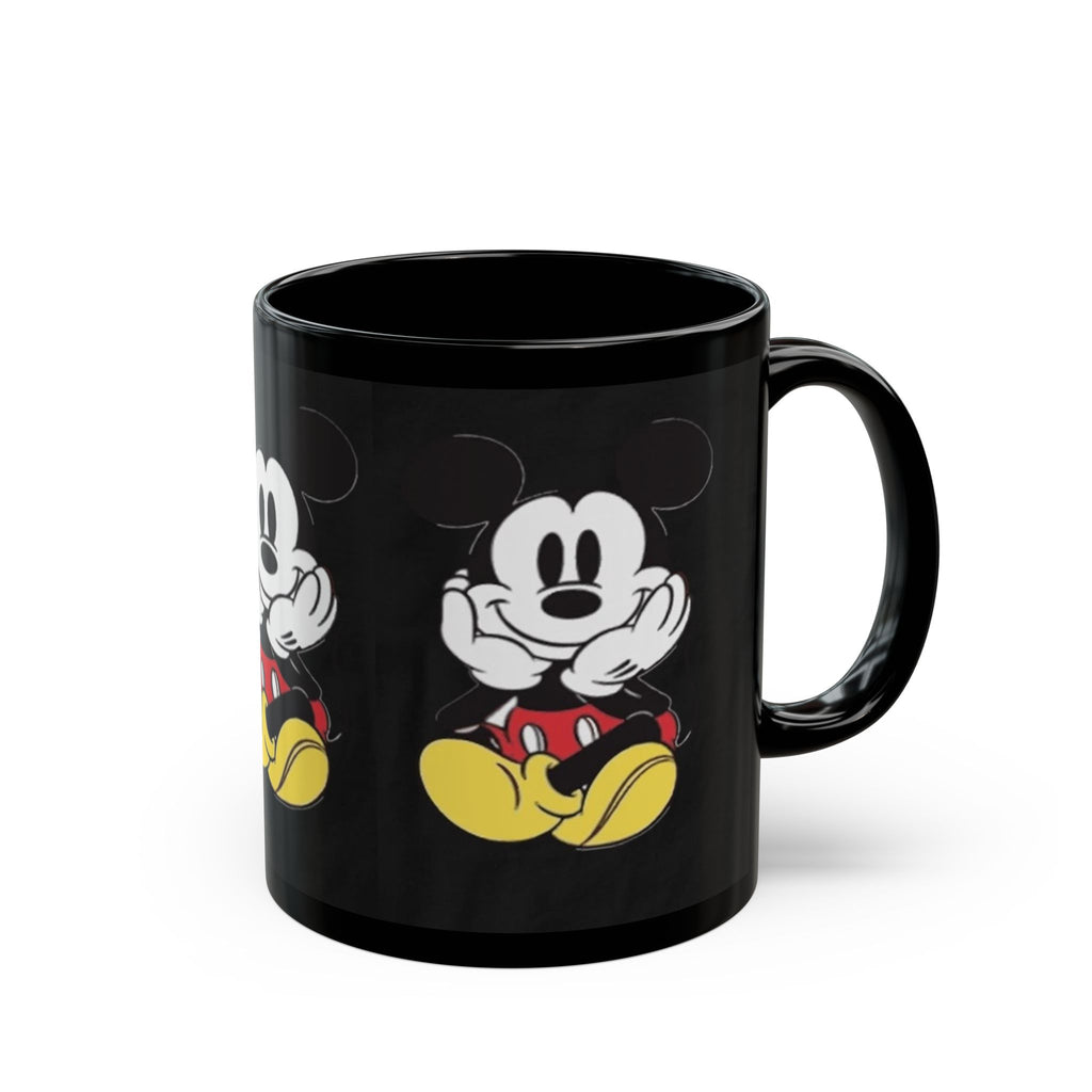 Black Character Mug - Classic Cartoon Mouse Sitting Design (11oz, 15oz)