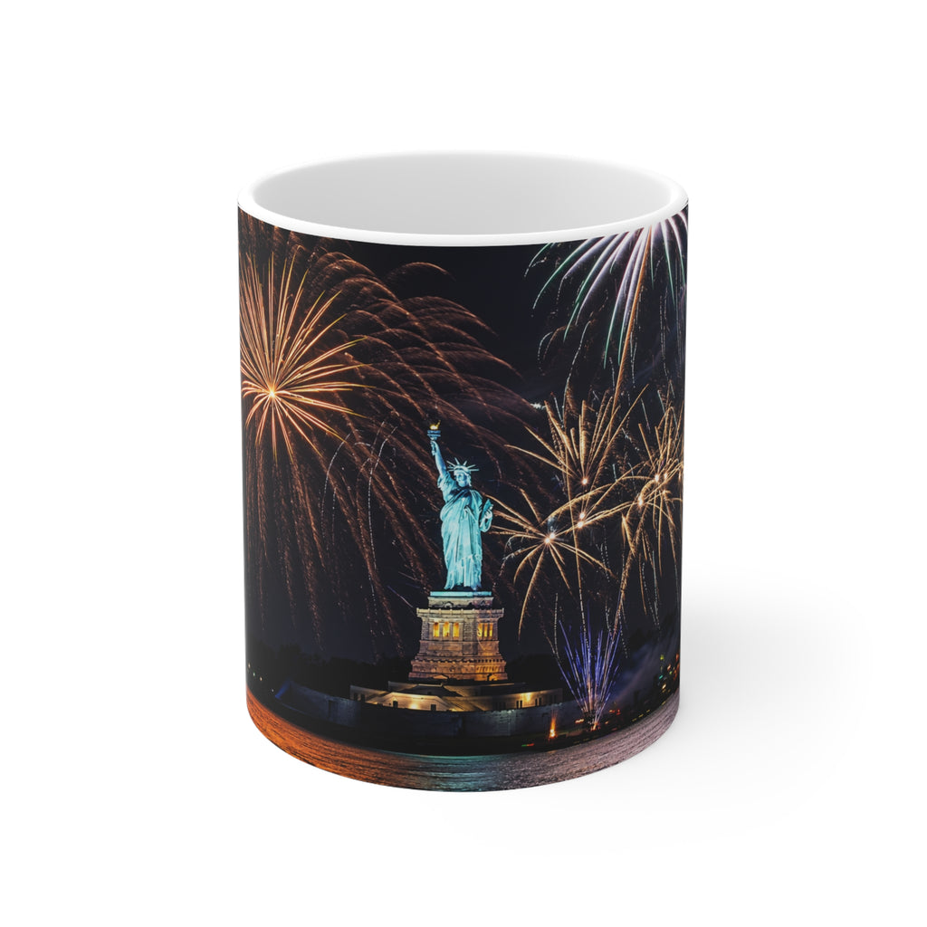 Statue of Liberty Fireworks Coffee Mug — 11oz/15oz Ceramic
