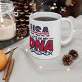 USA It's in My DNA Ceramic Coffee Mug — Patriotic 11oz/15oz Tea Cup