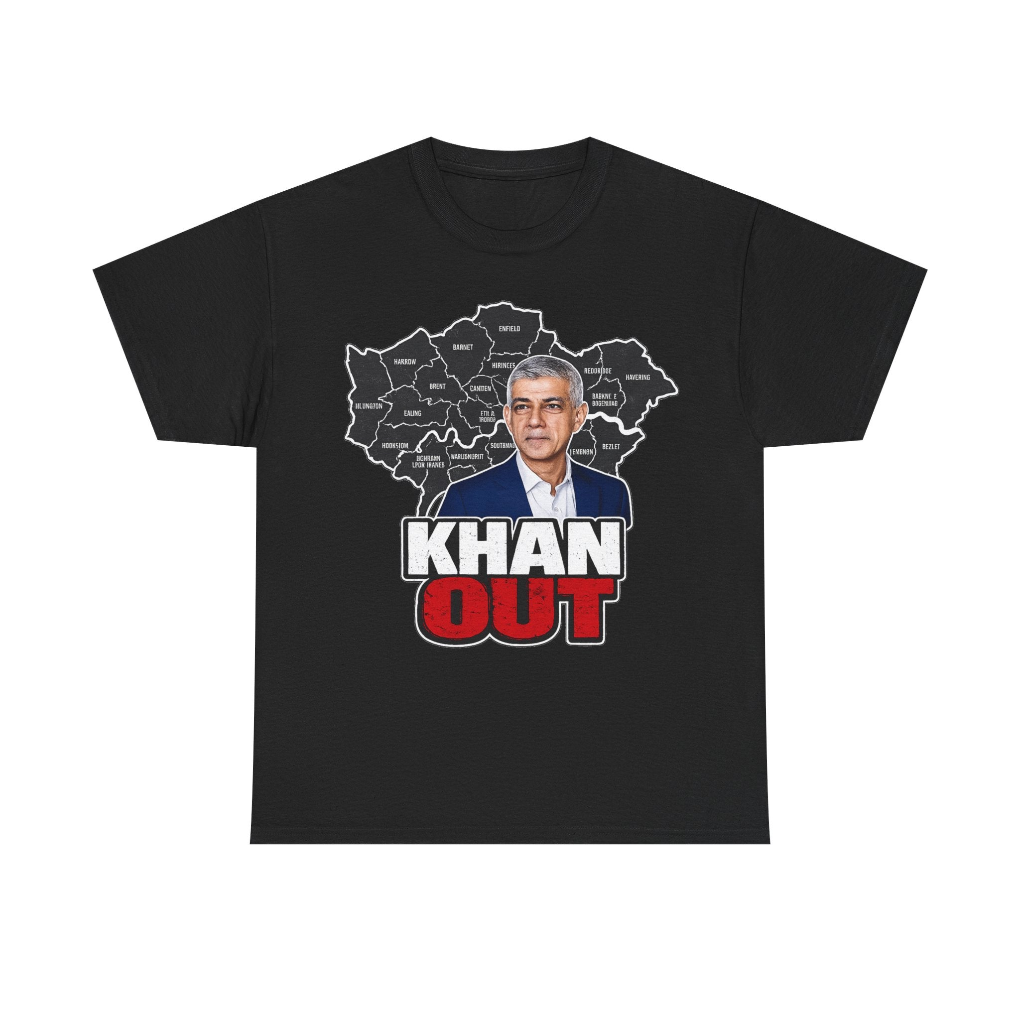 Sadiq Khan Out" Political Protest Tee with Sadiq Khan Graphic T-Shirt