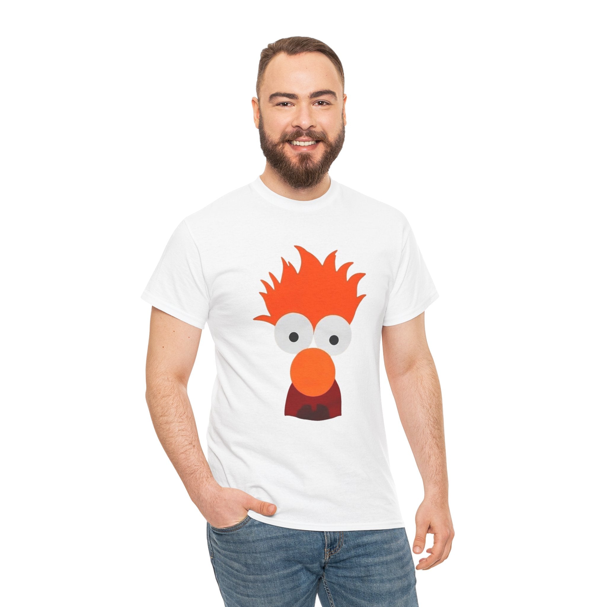 Beaker-Inspired Graphic Tee — Cute Orange Muppet Face T-Shirt