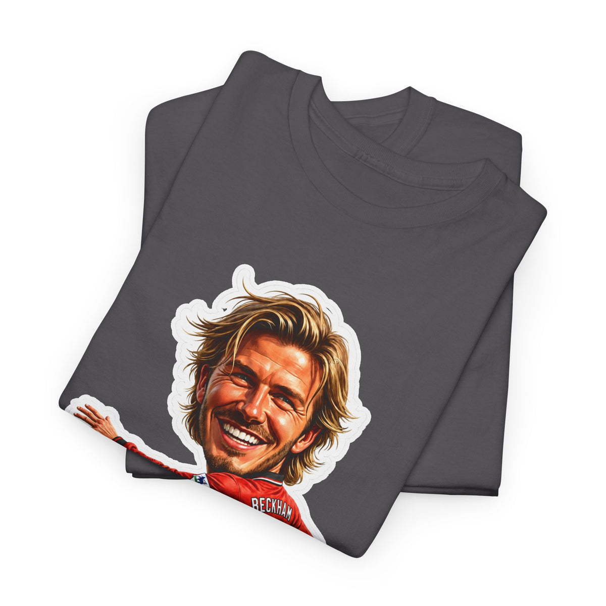 Beckham Caricature Cotton T-Shirt — Retro Football Player Graphic Tee