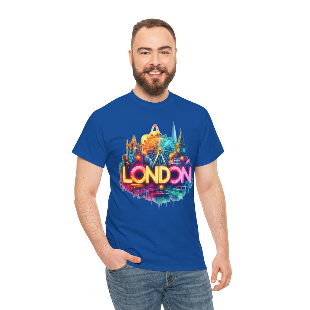 London Skyline Tee — Colorful Neon London Landmark T-Shirt