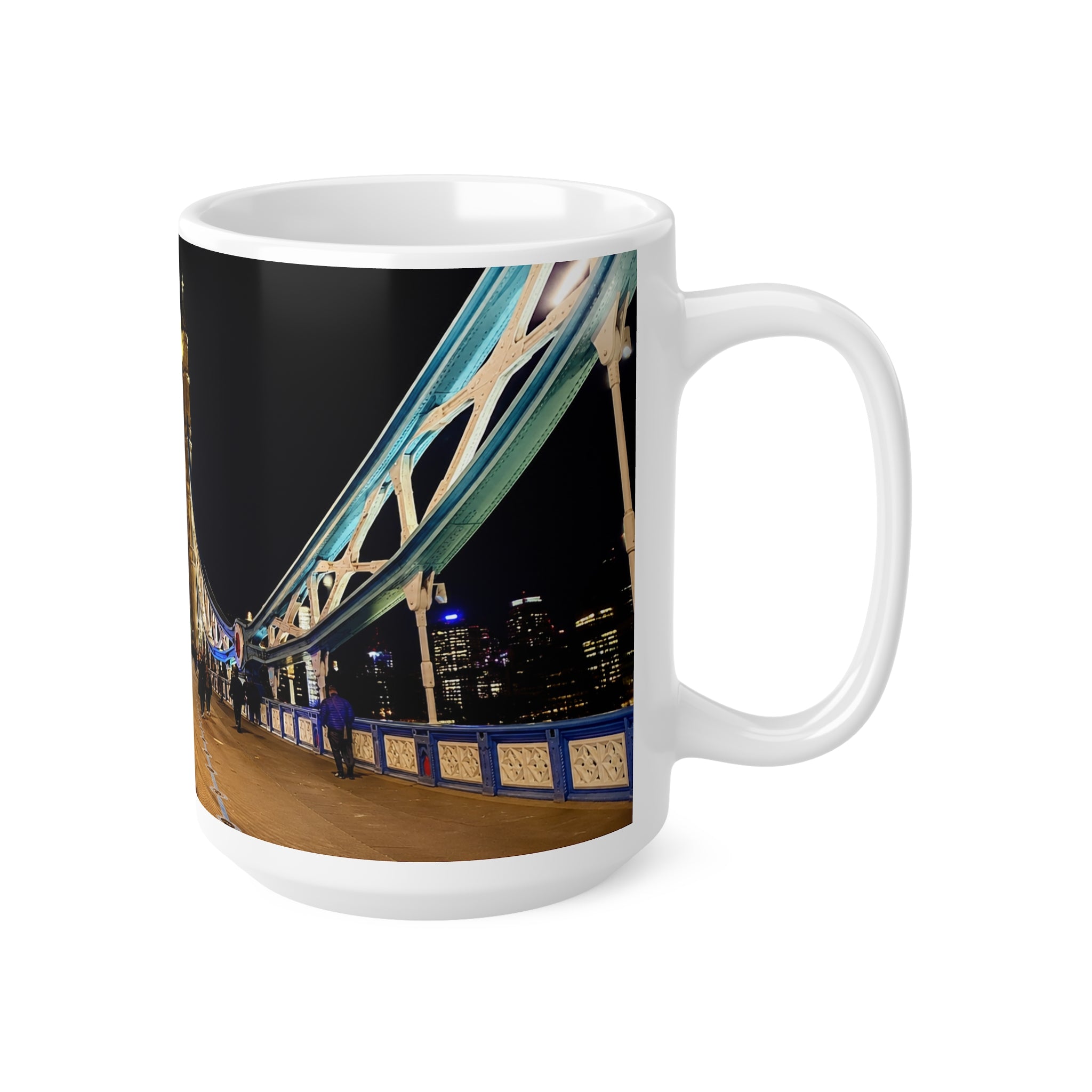 London Tower Bridge Night Photo Mug — Ceramic Coffee Cup, 11oz & 15oz