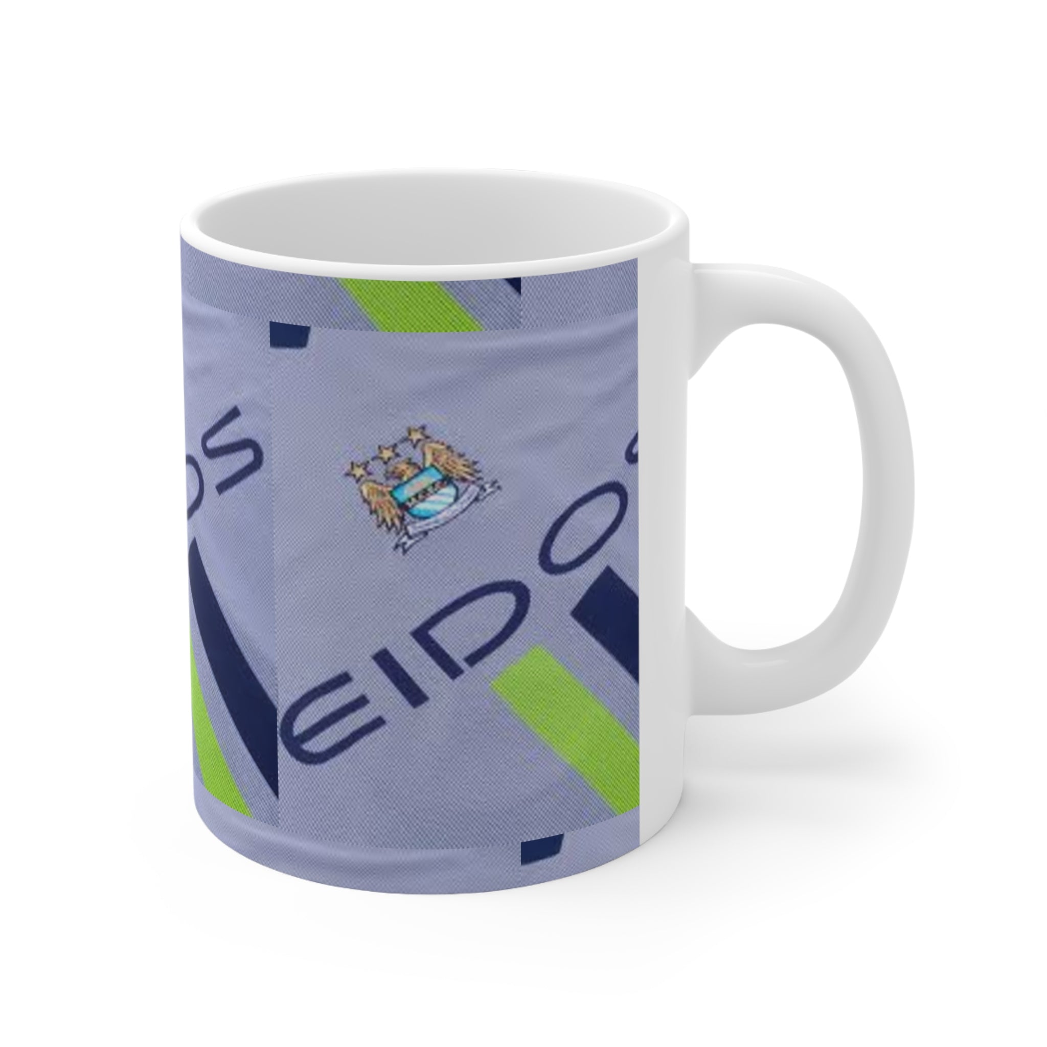 Manchester City 1999 Retro Jersey Pattern Ceramic Coffee Mug — Football Fan Gift (11oz, 15oz)