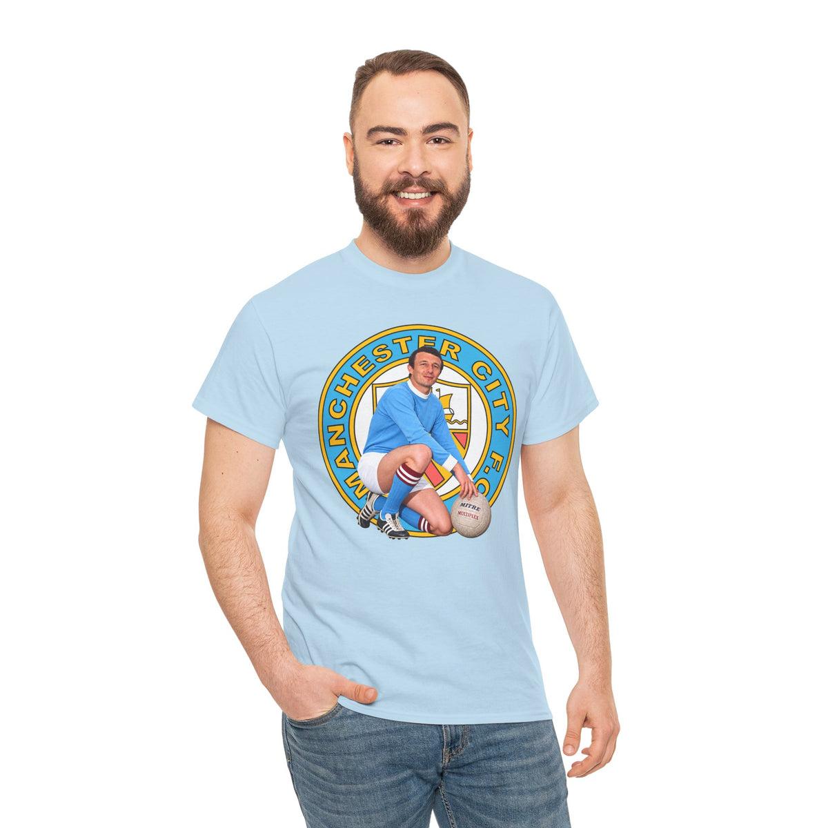 Mike Summerbee Manchester City Vintage Soccer Tee — Retro Player Crest Graphic