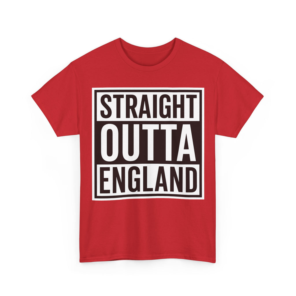 Straight Outta England T-Shirt — Bold Black Typography Tee for Brits & Expats