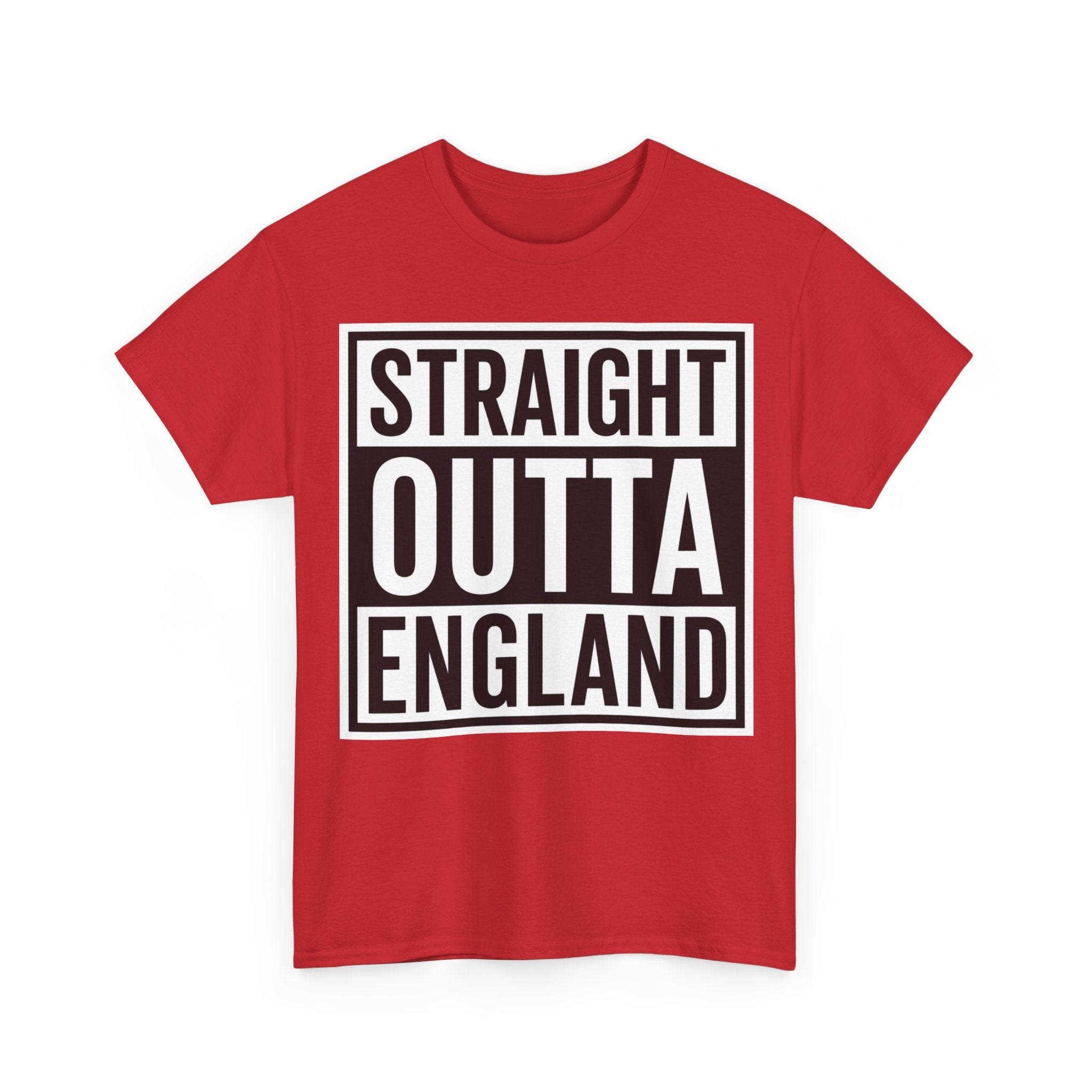 Straight Outta England T-Shirt — Bold Black Typography Tee for Brits & Expats