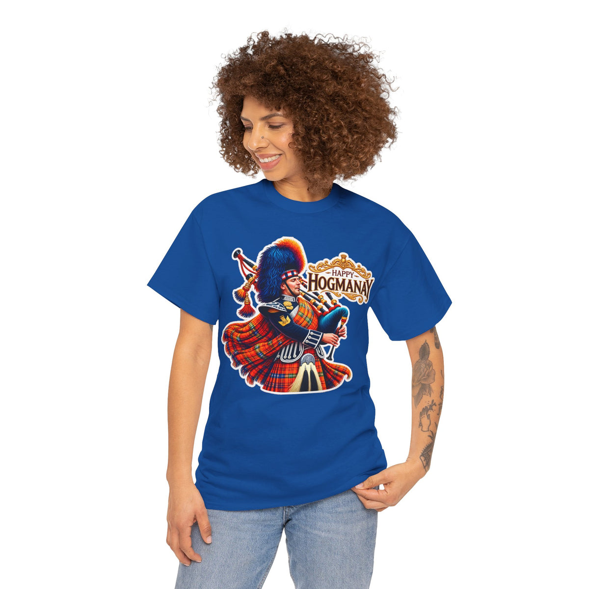 Hogmanay Bagpiper T‑Shirt — Happy Hogmanay Scottish New Year Tee