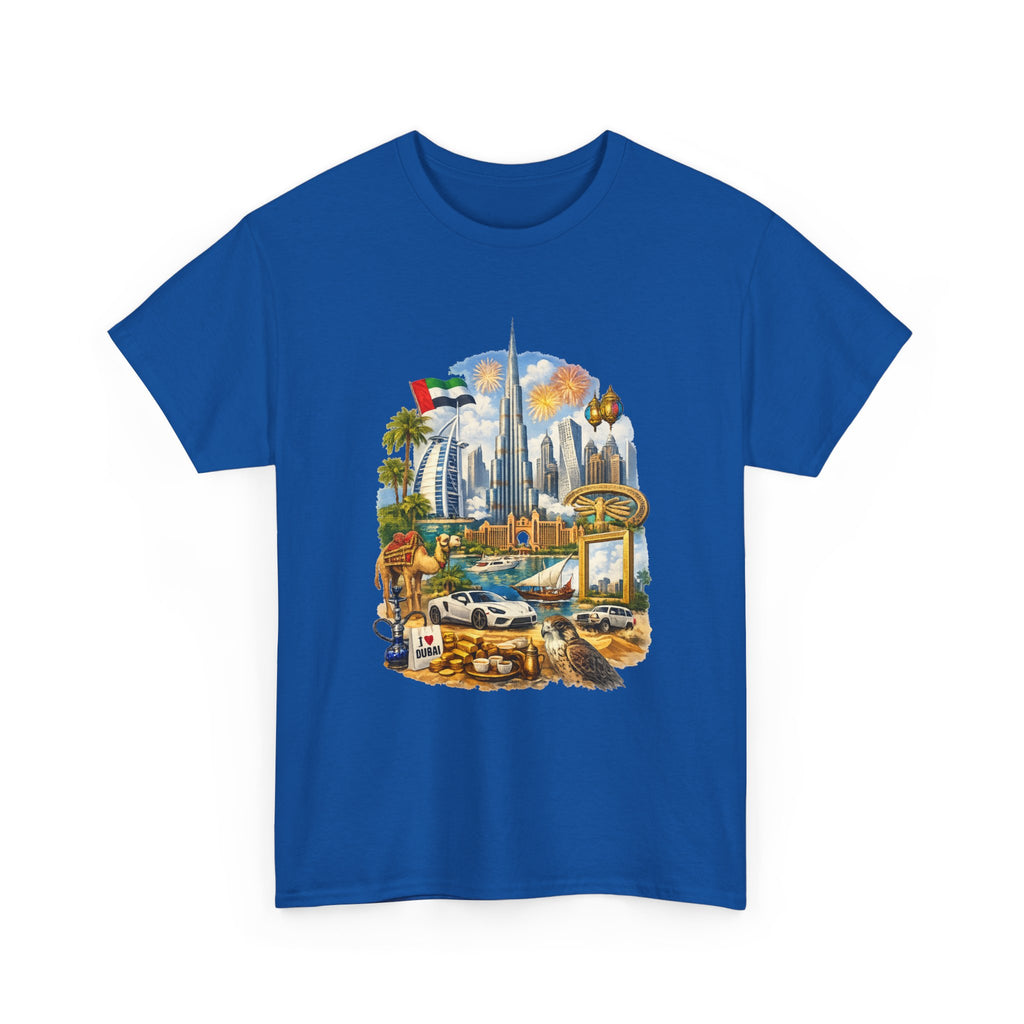 Dubai Skyline Beach Vacation T-Shirt – Retro Travel Collage Tee