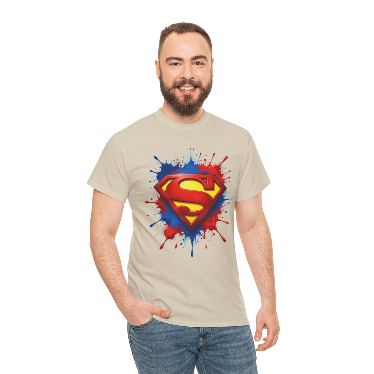Superhero Emblem Paint-Splash T-Shirt