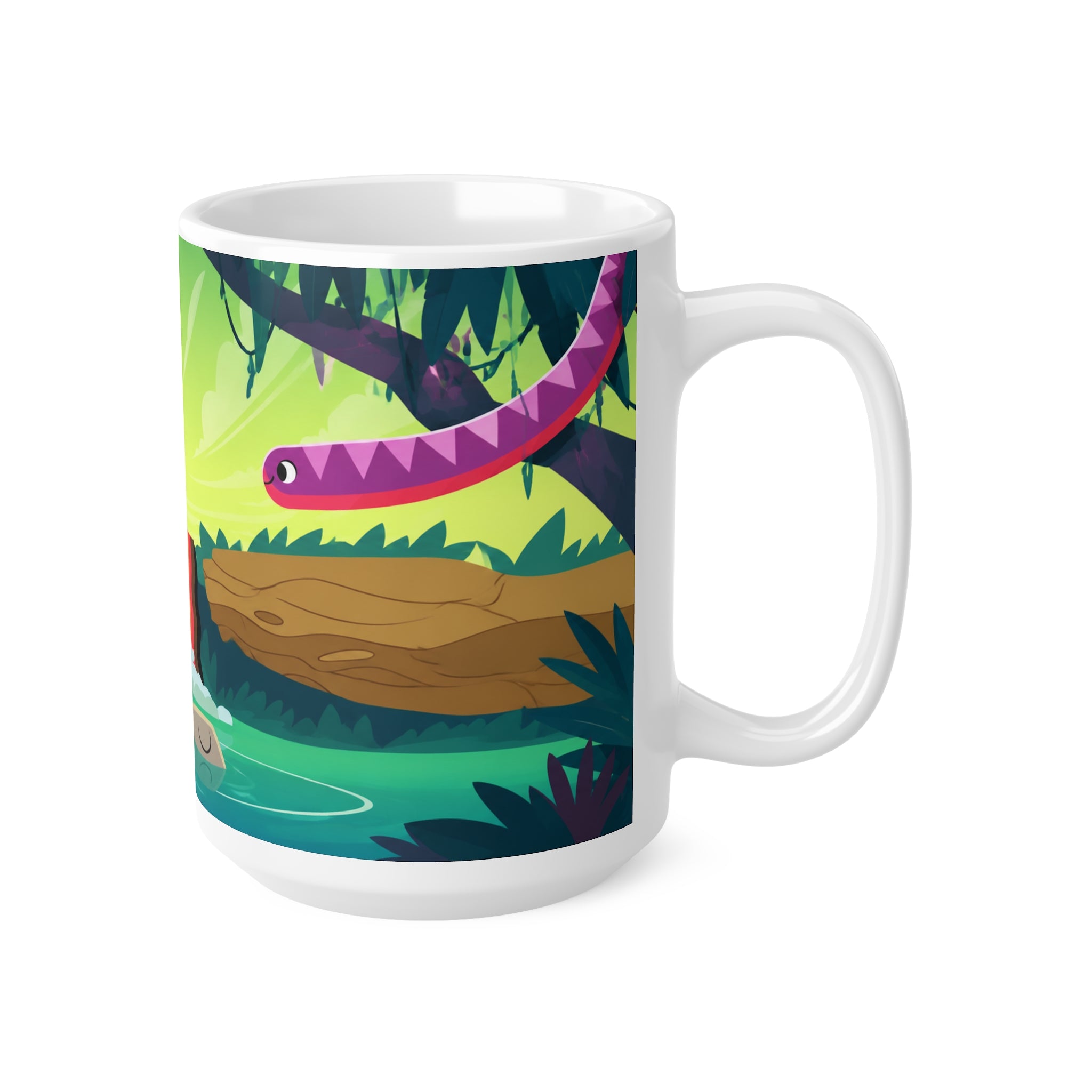 Giraffe Rainbow Waterfall Ceramic Coffee Mug — Cute Jungle Animal 11oz/15oz