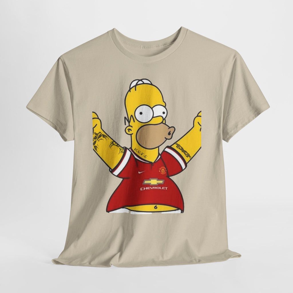 Homer Simpson Manchester Fan T-Shirt — Cartoon Football Supporter Tee