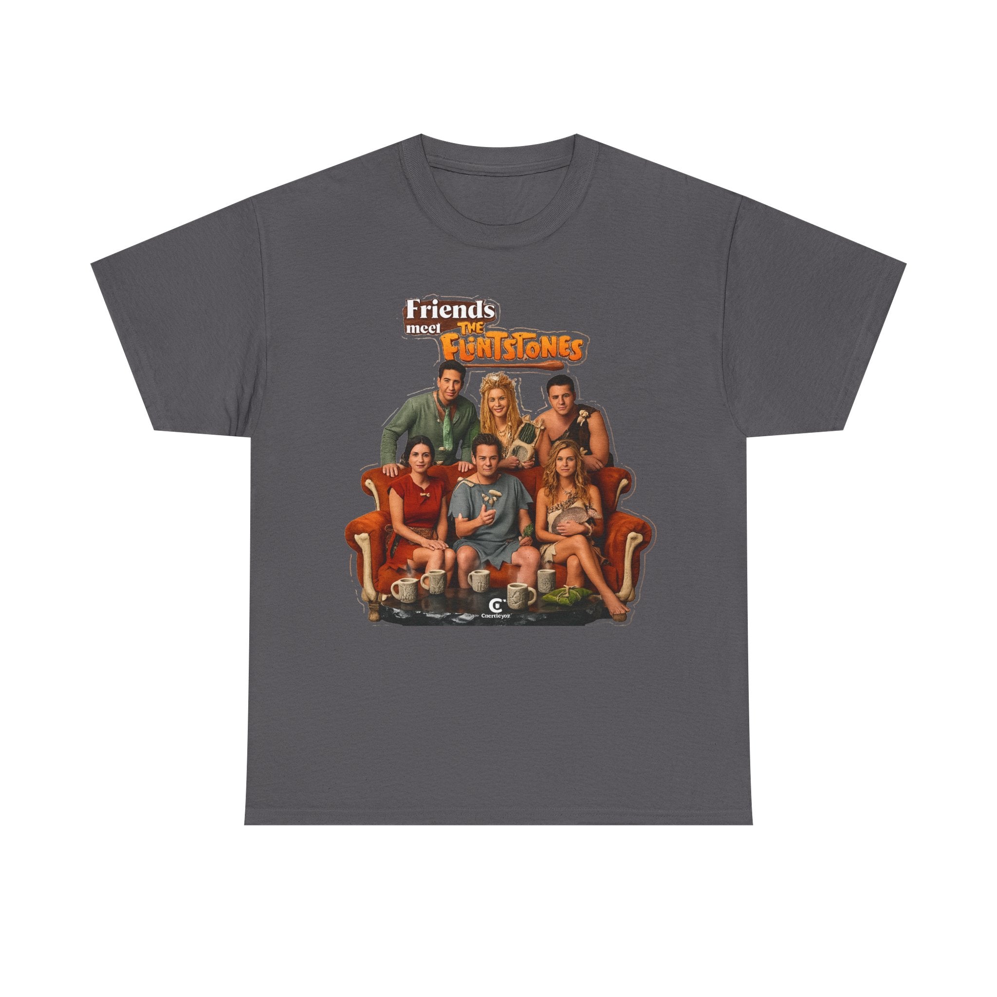 Friends meets the Flintstones TV Sitcom Cast Graphic Tee — 'Friends' Retro Couch Design