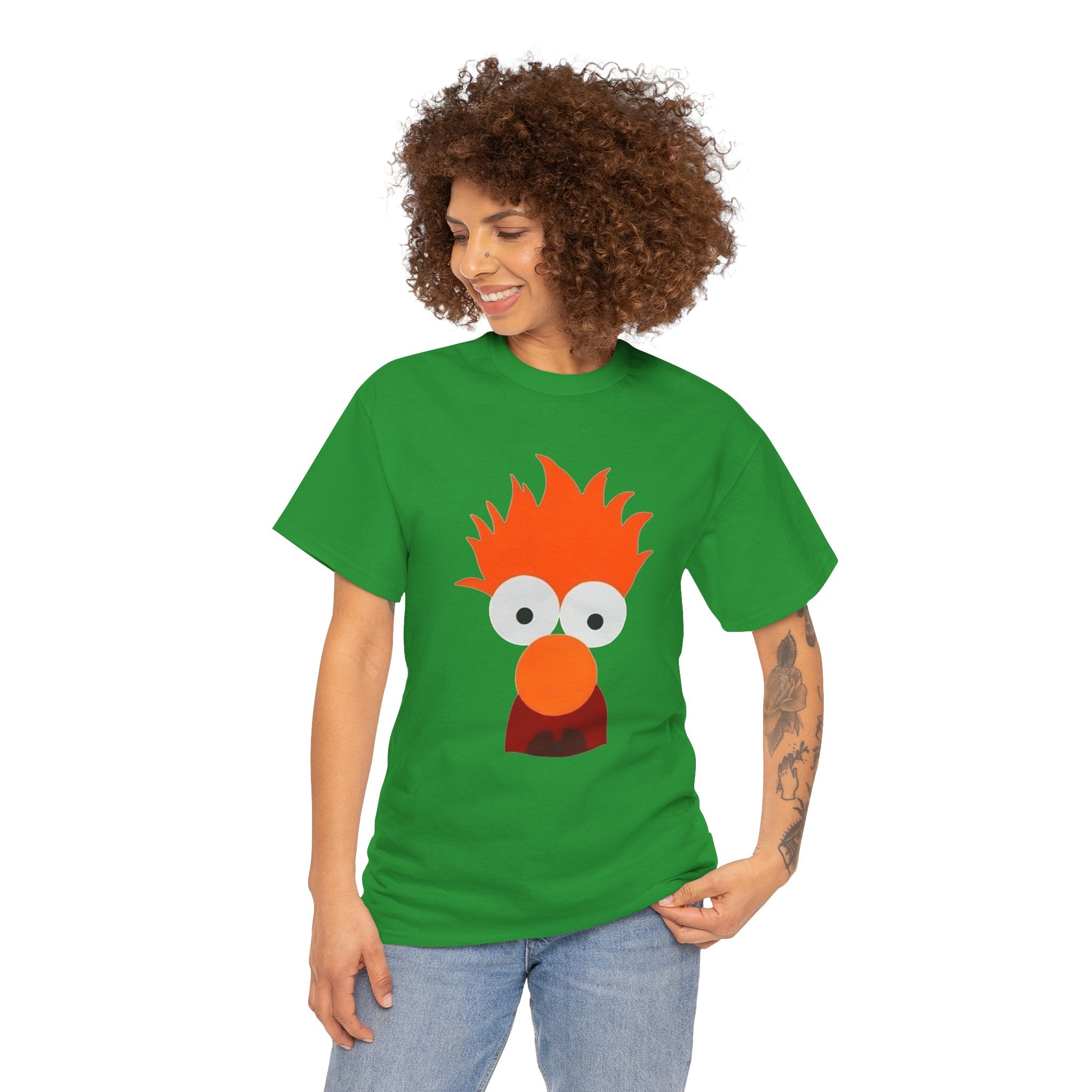 Beaker-Inspired Graphic Tee — Cute Orange Muppet Face T-Shirt