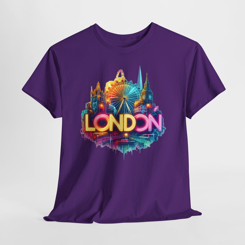 London Skyline Tee — Colorful Neon London Landmark T-Shirt