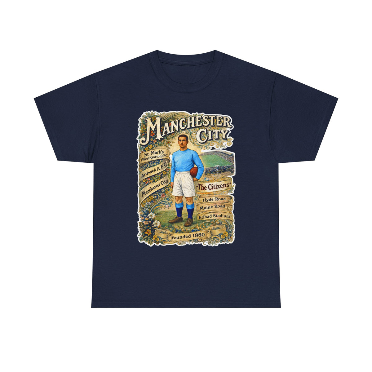 Manchester City Vintage Football Tee — Retro Soccer Graphic T-Shirt