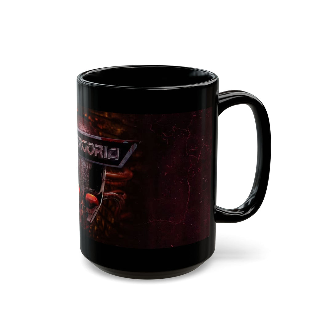 Cybergoria Skull Black Mug — Gothic Cyberpunk Coffee Cup (11oz/15oz)