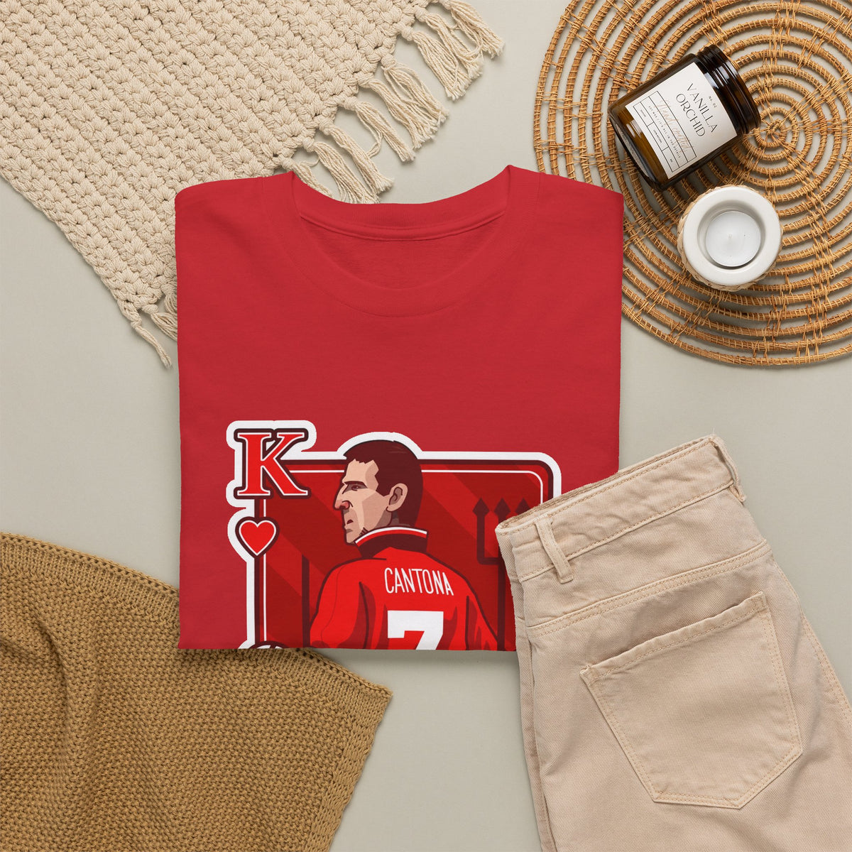 Cantona Playing Card Cotton T-Shirt / Tee — Number 7 Custom Jersey Design