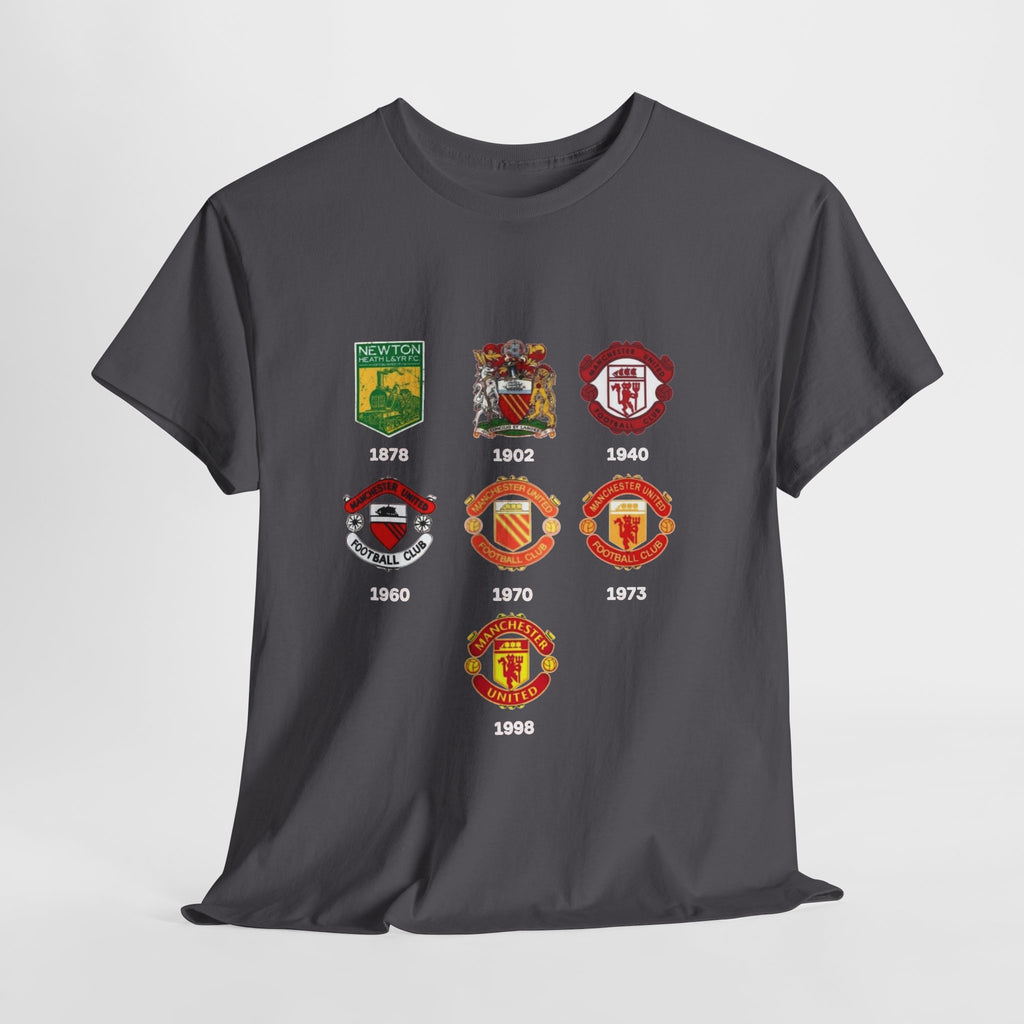 Manchester United Crest Evolution T-Shirt — Vintage Club Logo Timeline Tee