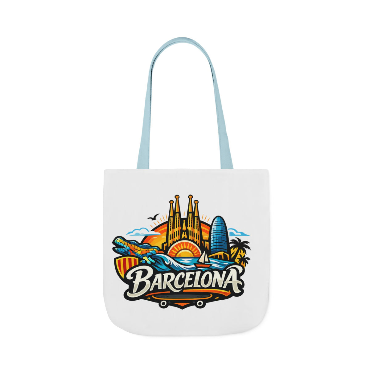 Barcelona Skyline Canvas Tote Bag — Colorful Travel Souvenir Tote