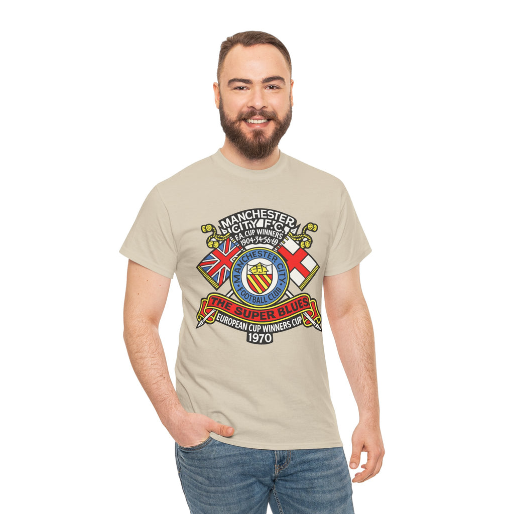 Manchester City Vintage Crest Tee — 'The Super Blues' 1970 European Cup Winners