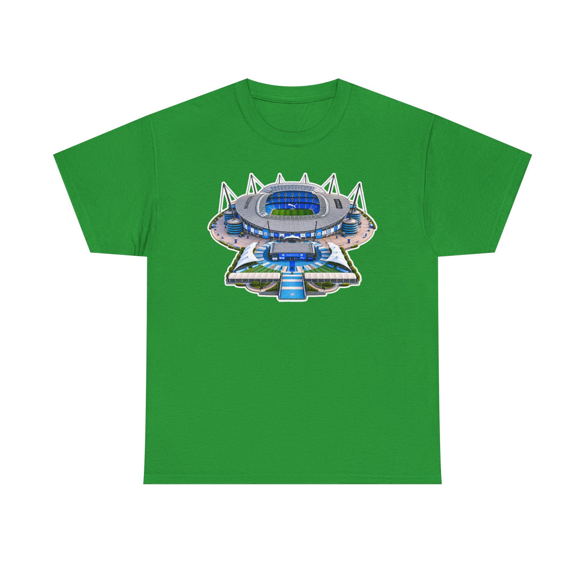 Manchester City Etihad Stadium Illustration T-Shirt — Retro Soccer Arena Graphic Tee
