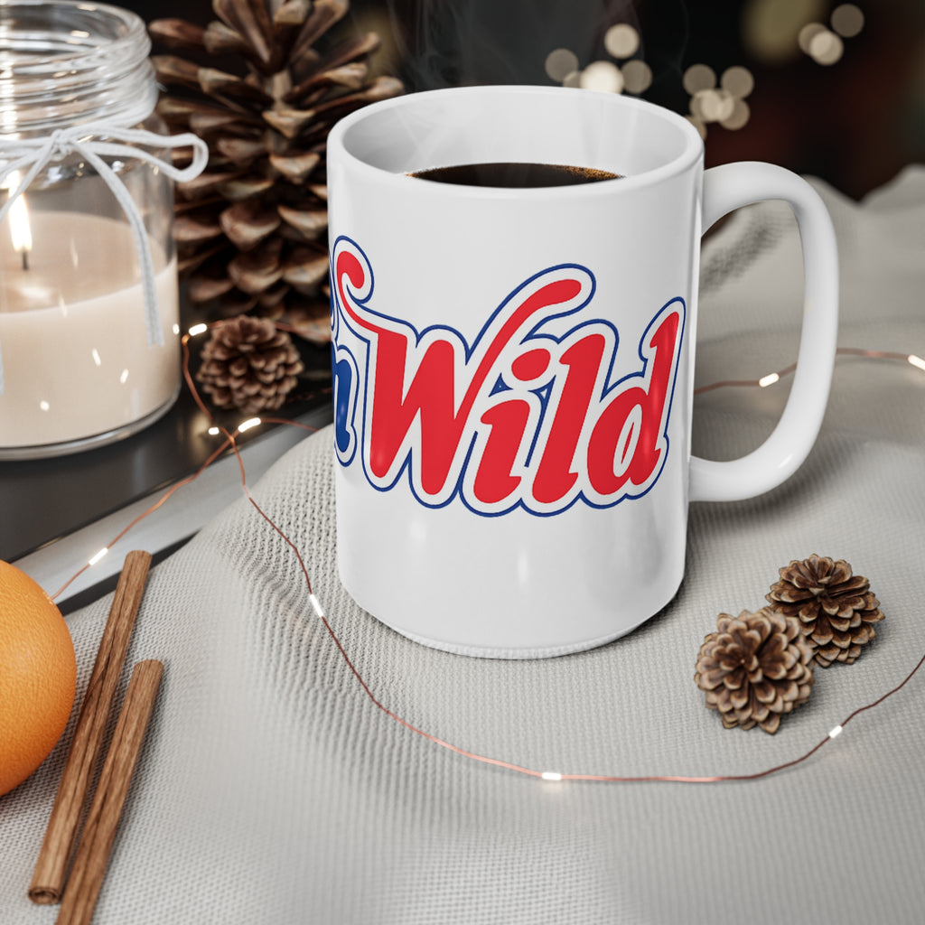 Wet'n Wild Retro Script Coffee Mug — Red & Blue Nostalgia Ceramic Cup (11oz/15oz)