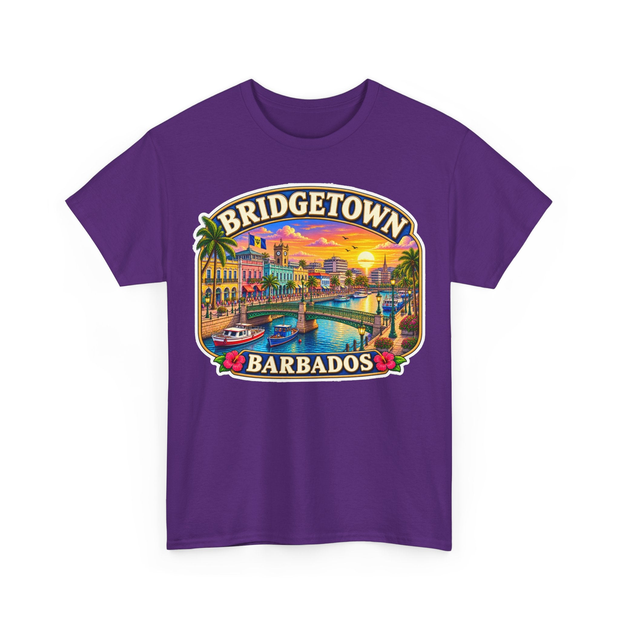 Bridgetown Barbados Vintage Sunset Tee — Caribbean Travel Souvenir T-Shirt