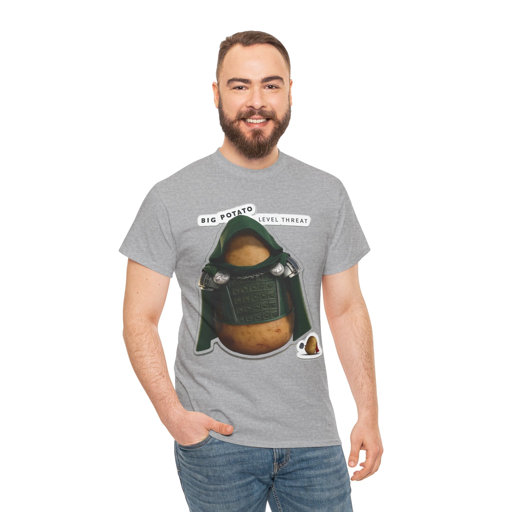 Big Potato "Level Threat" Doom Tee — Funny Potato Soldier Graphic T-Shirt