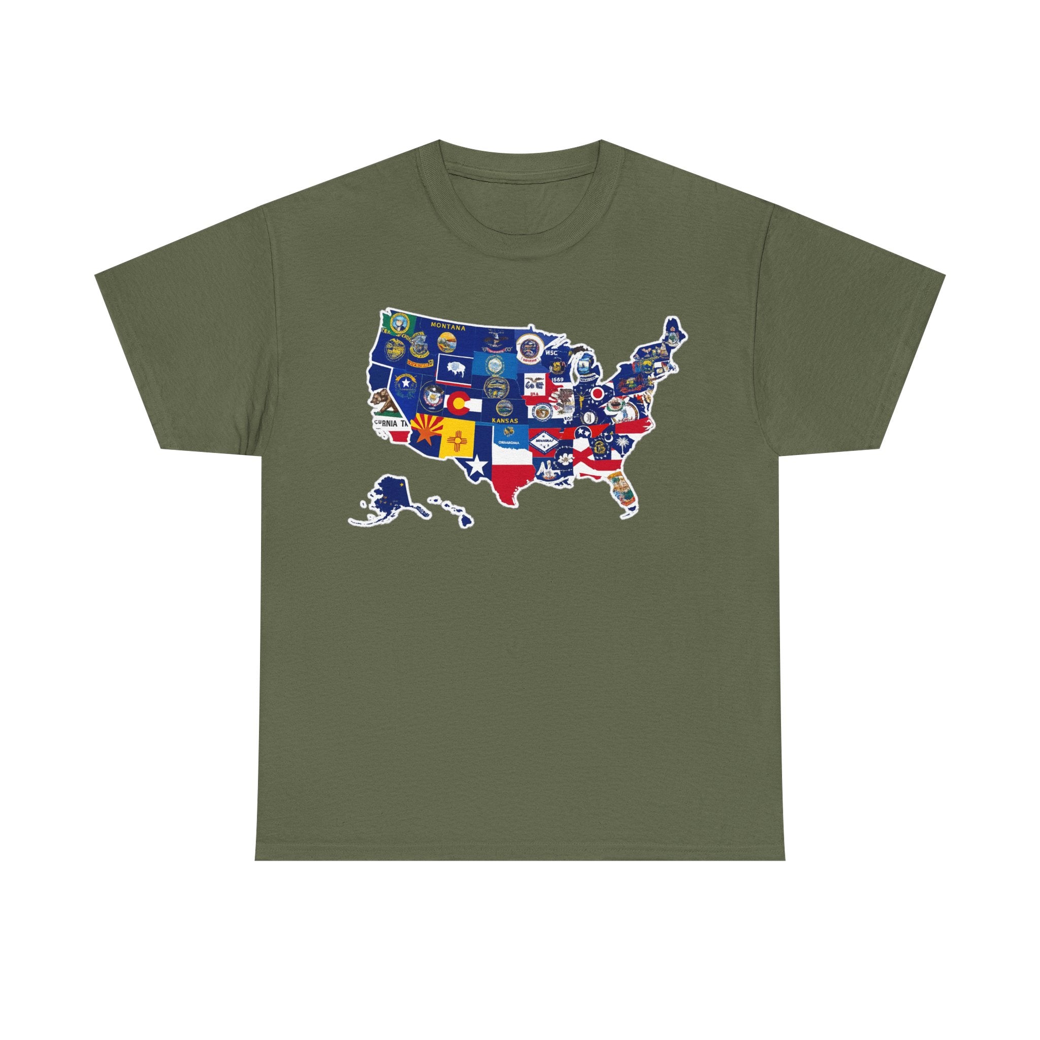 USA Map Flag T-Shirt — United States State Flag Map Tee