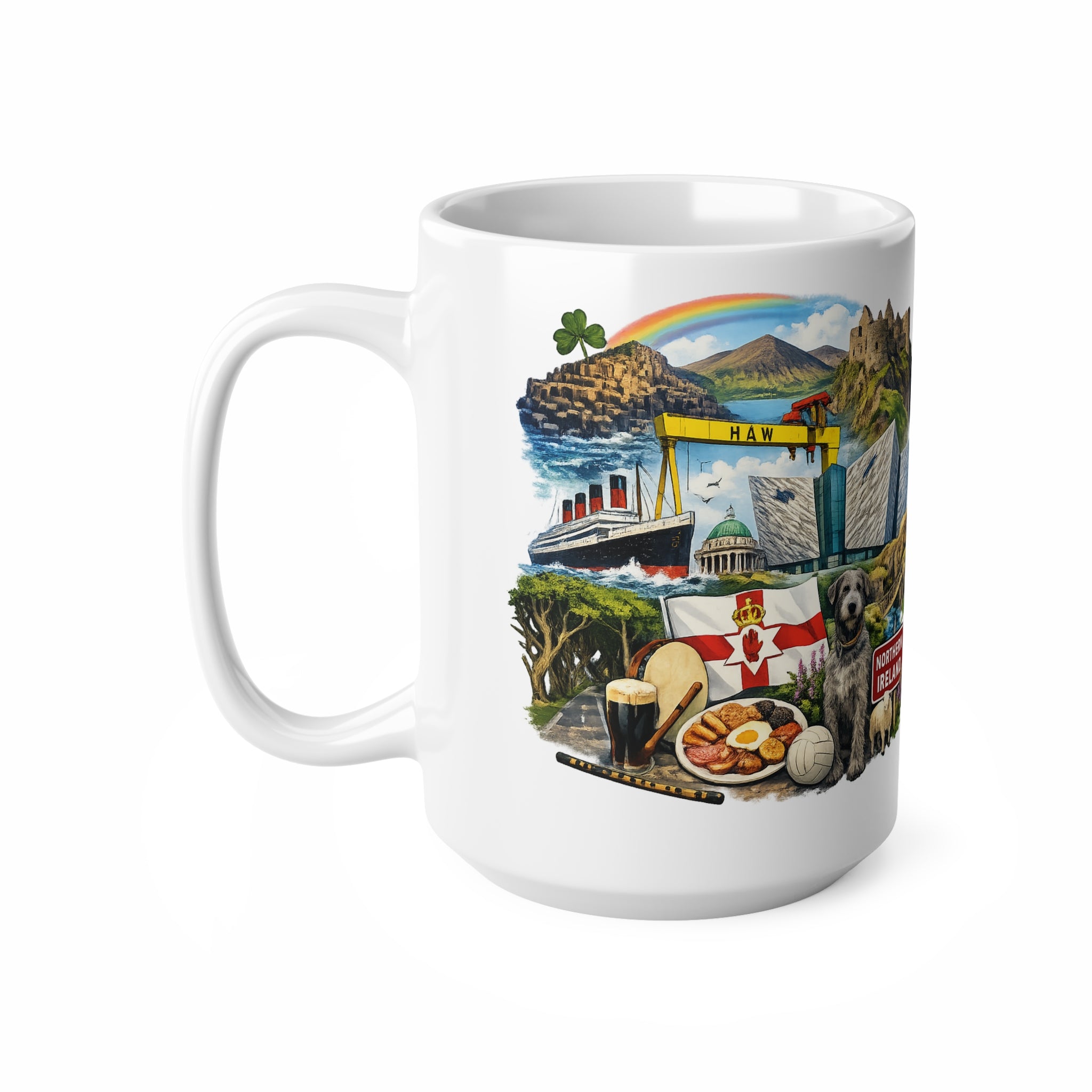 Northern Ireland Landmark Mug — Illustrated Travel Coffee Cup (11oz/15oz)