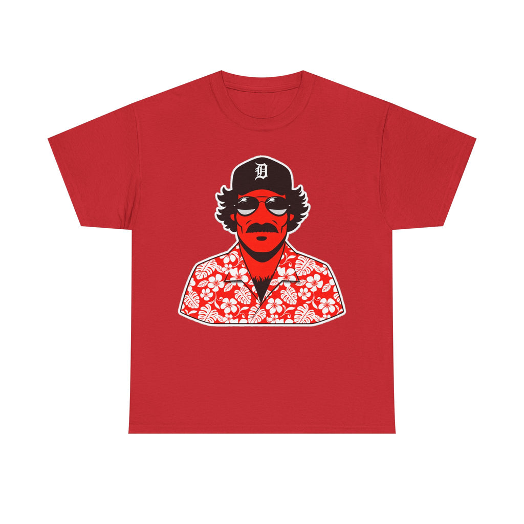 Magnum PI Retro Mustache Dude T‑Shirt – Hawaiian Shirt & Sunglasses Graphic Tee