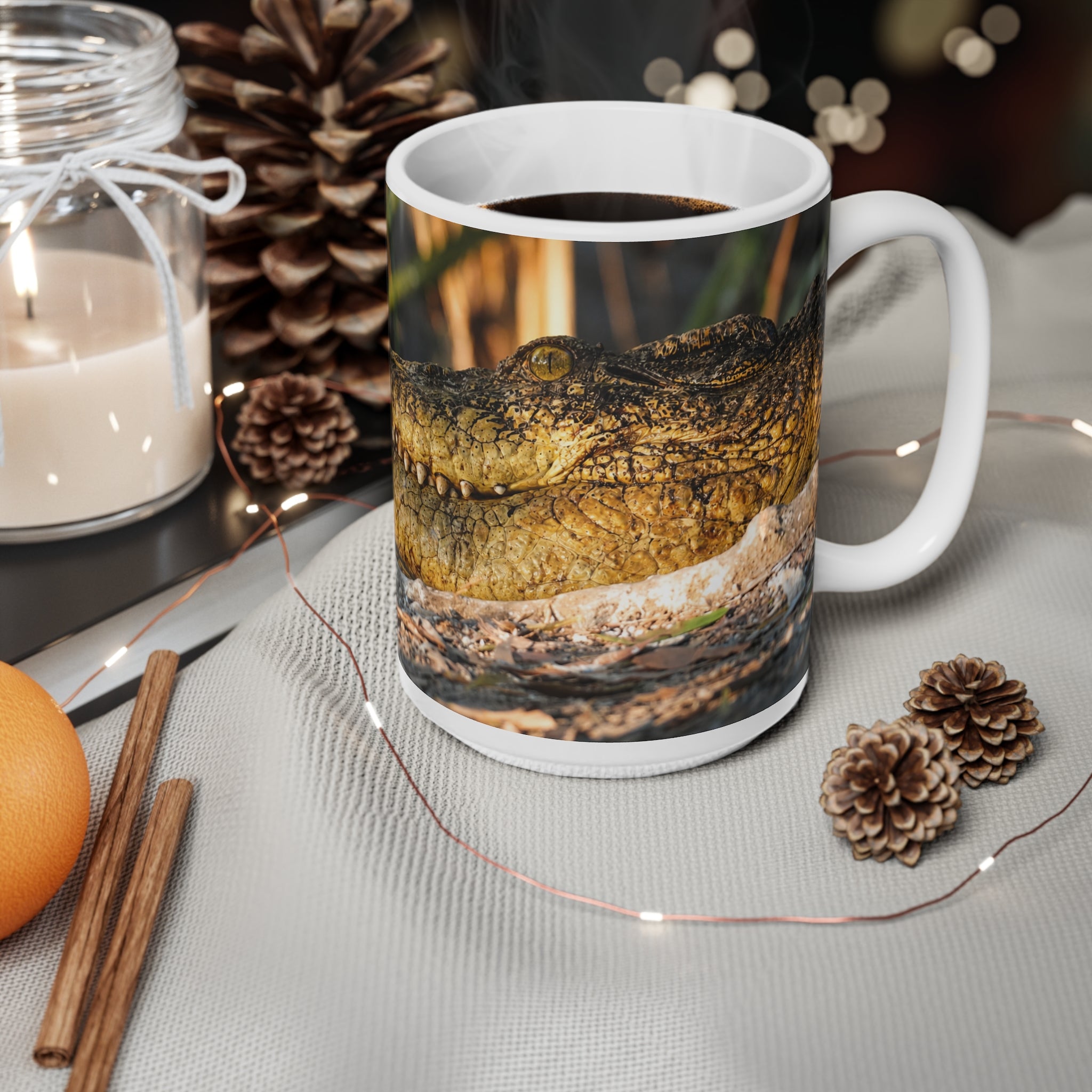 Alligator Smile Coffee Mug — 11oz/15oz Ceramic Wildlife Mug