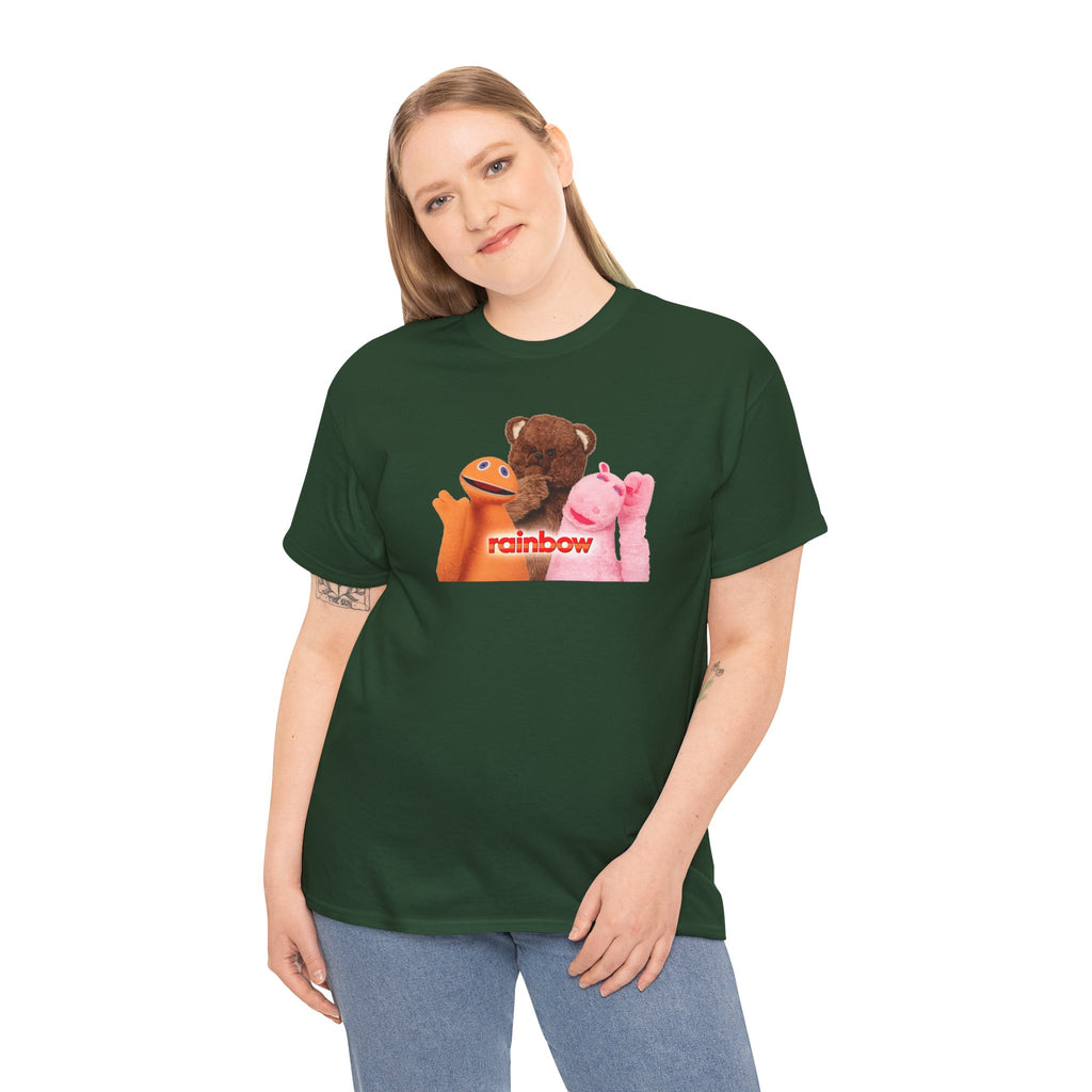 Rainbow Kids TV Zippy, George and Bungle Puppets T-Shirt — Cute Teddy & Hand Puppets Graphic Tee
