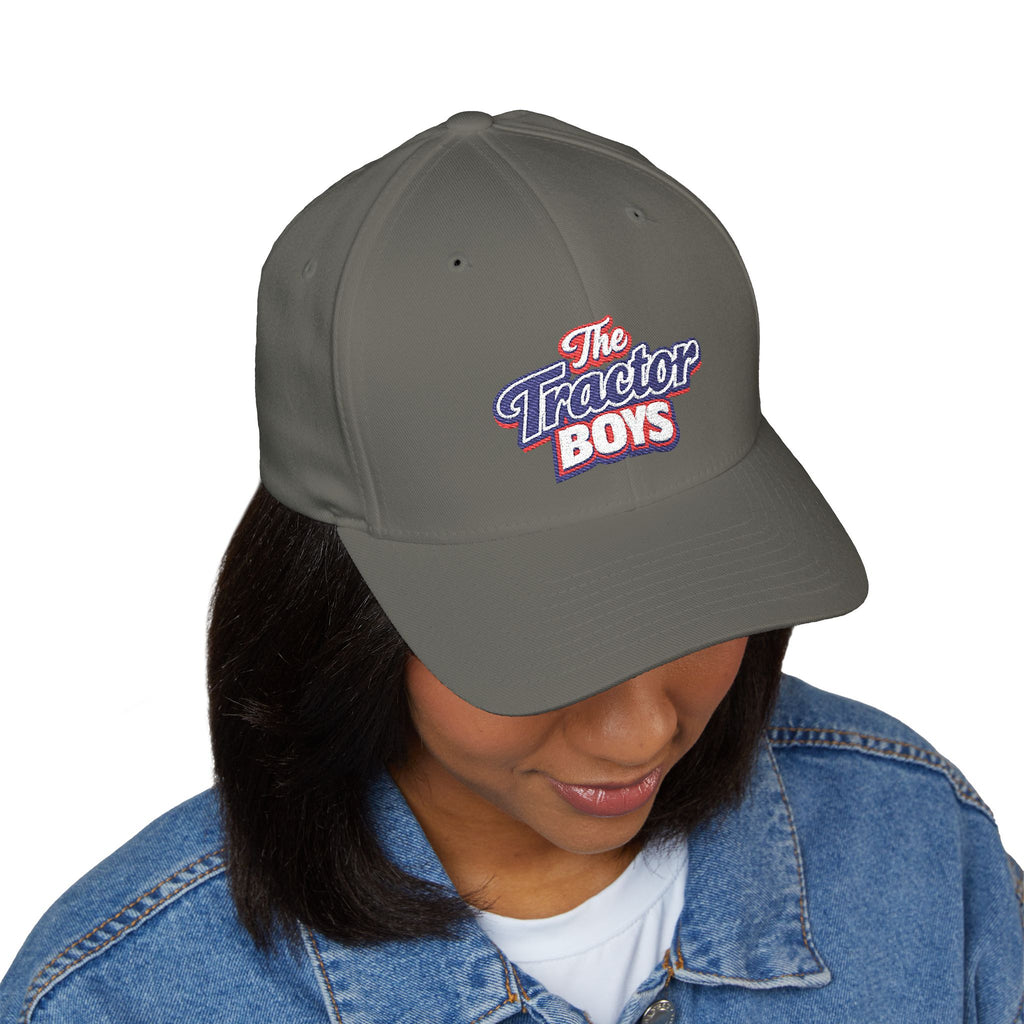 Embroidered 'The Tractor Boys' Structured Cap - Retro Red & Blue Logo