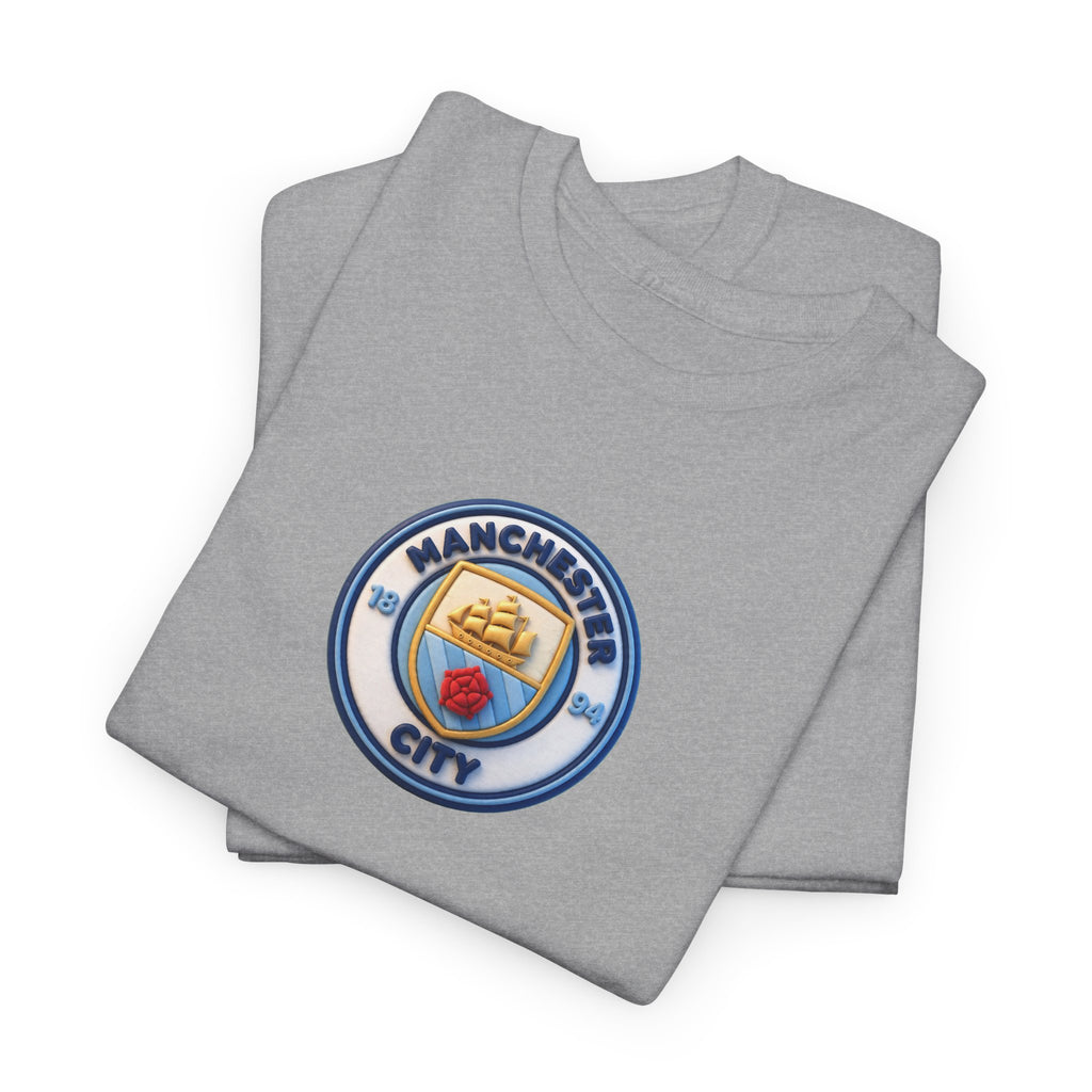 Manchester City Crest Unofficial 3D T-Shirt — Minimal Soccer Logo Tee