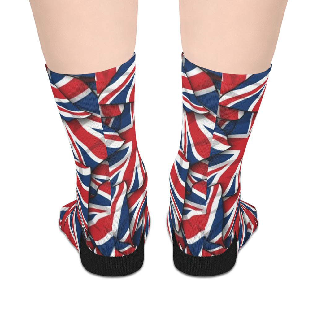 Union Jack Mid-Calf Socks — British Flag Patterned Socks for UK Pride & Events