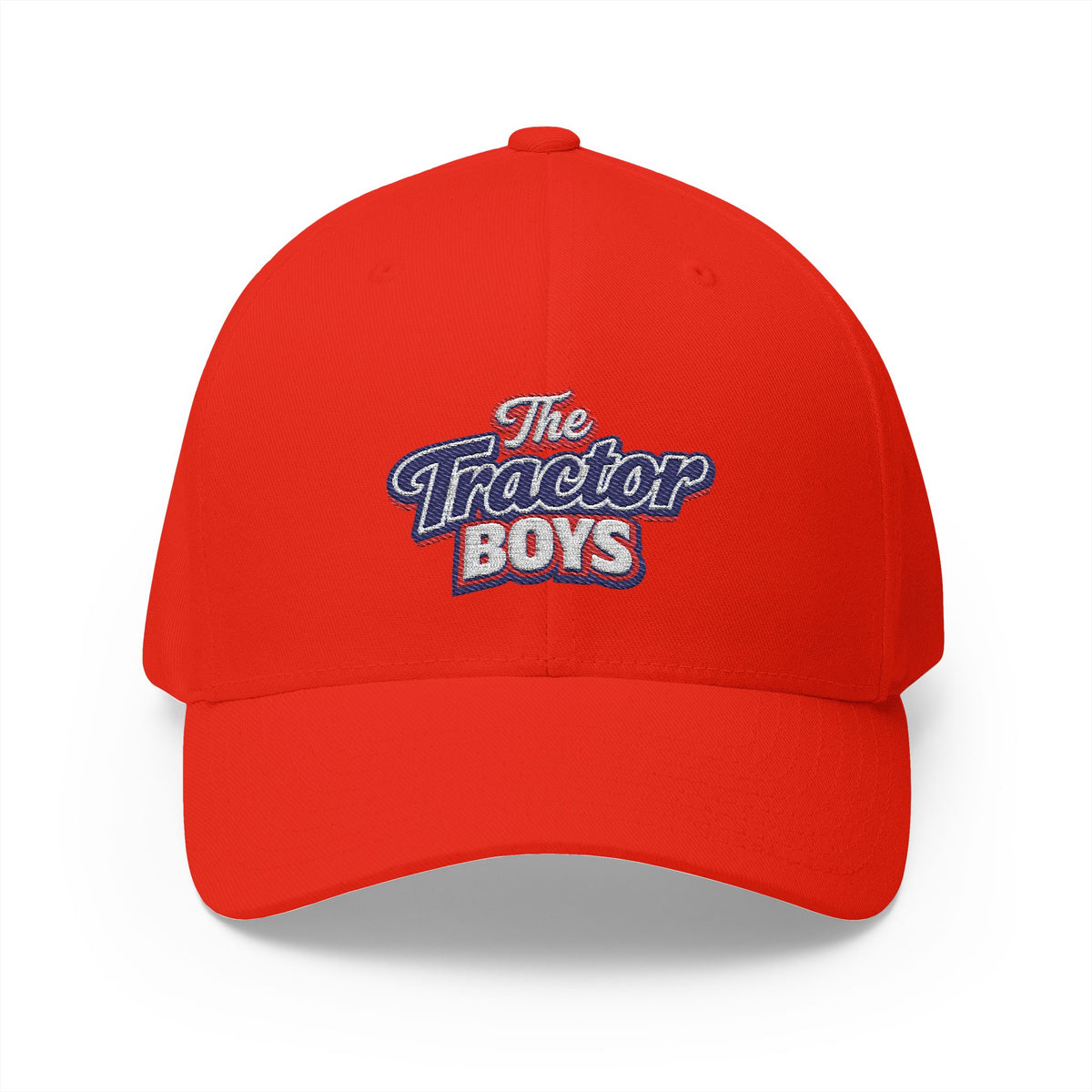 Embroidered 'The Tractor Boys' Structured Cap - Retro Red & Blue Logo