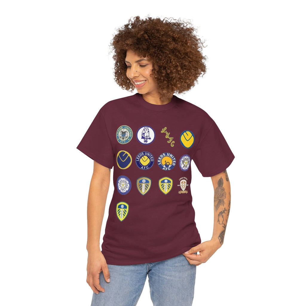 Leeds United Retro Crest Cotton T-Shirt — Vintage Football Club Emblem Tee