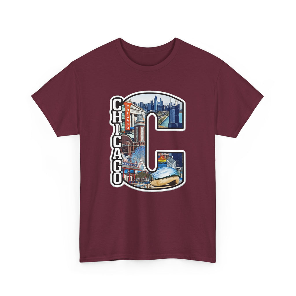 Chicago C Letter T-Shirt — City Skyline Graphic Cotton Tee