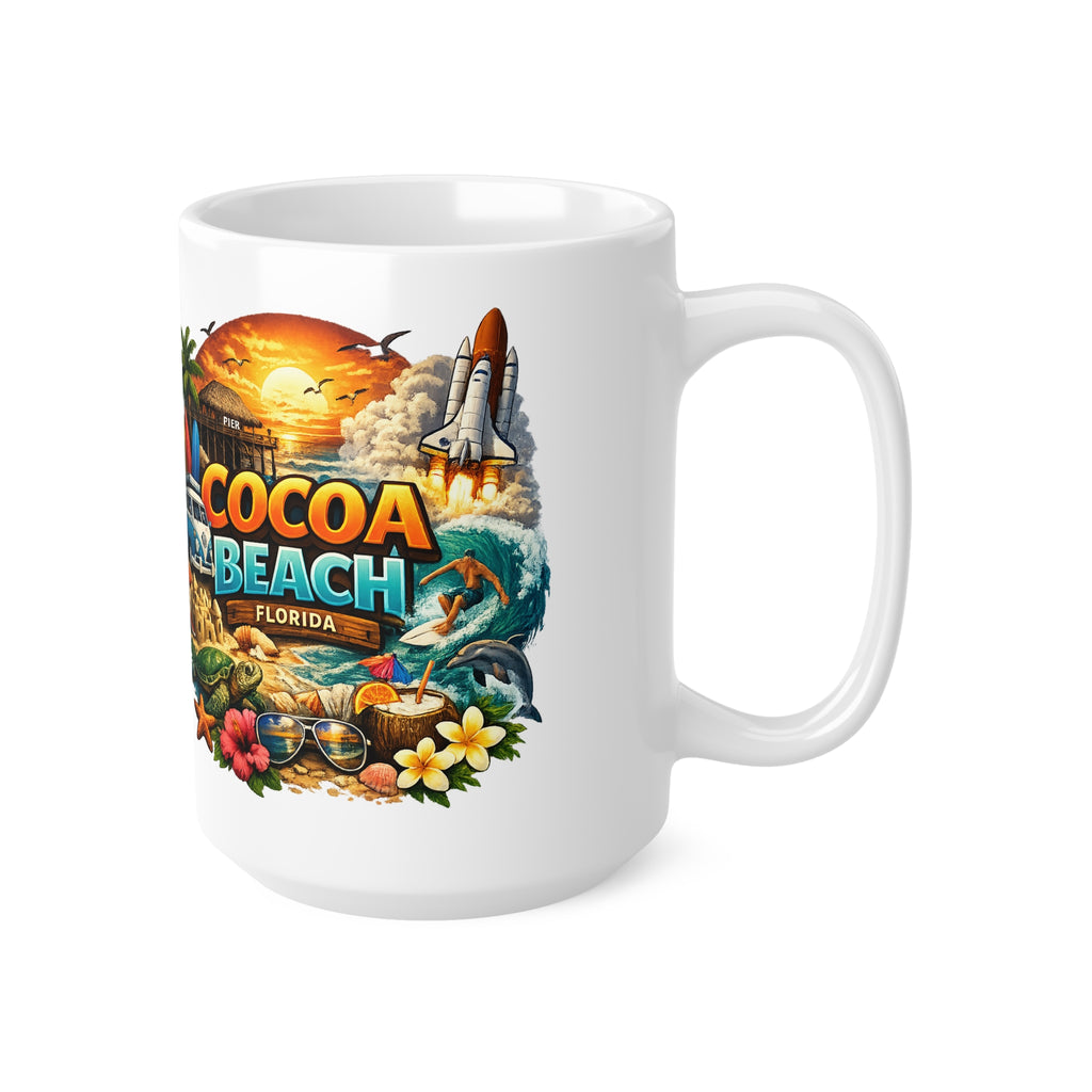 Cocoa Beach Florida Vintage Surf Mug – Retro Beach Scene Coffee Cup (11oz & 15oz)