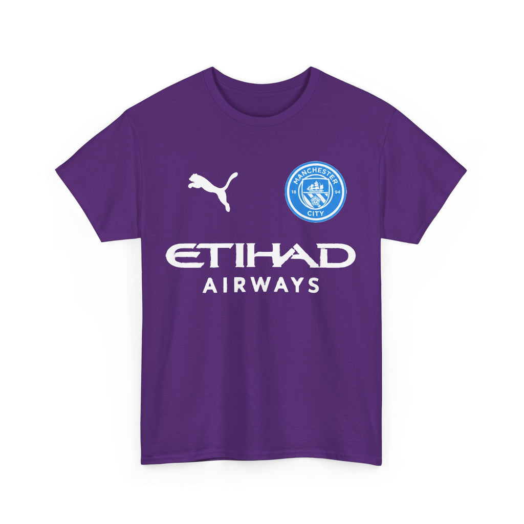 Man City Inspired Etihad Airways Logo Tee - Black Puma Style Football Shirt