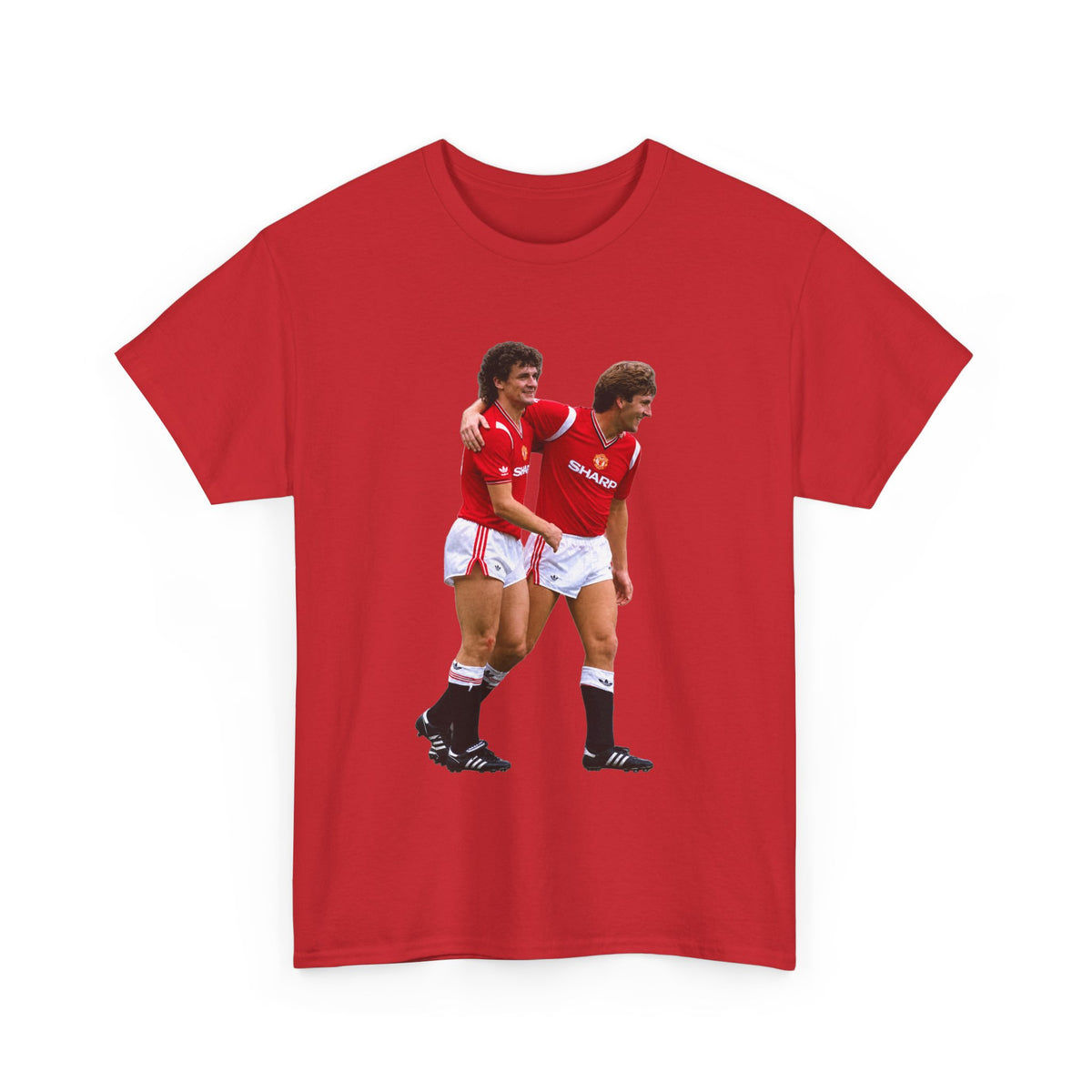 Hughes and Whiteside Manchester United Legend Teammates Graphic Cotton T-Shirt / Tee