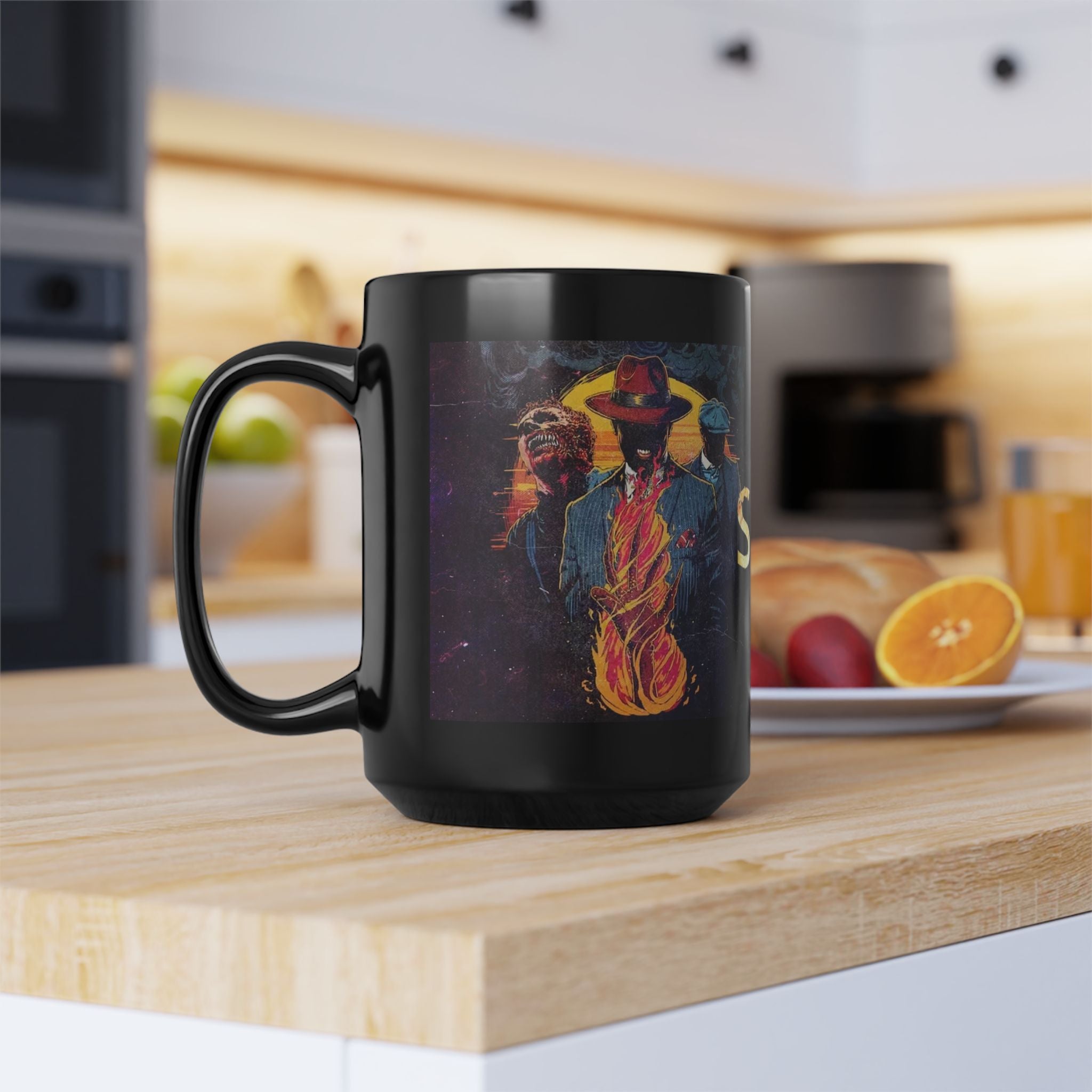 Black Ceramic Mug — 'Sinners' Vintage Art Gothic Coffee Cup